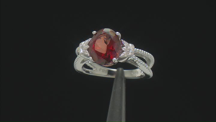 Red Labradorite Rhodium Over Sterling Silver Ring 1.95ctw Video Thumbnail