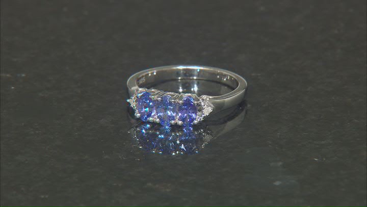 Blue Tanzanite With White Diamond Accent Rhodium Over Sterling Silver Ring .63ctw Video Thumbnail