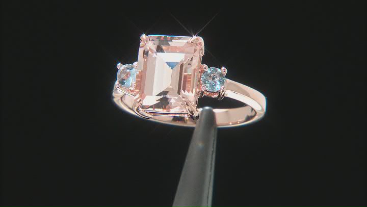 Peach Cor-de-Rosa Morganite 10K Rose Gold Ring 2.93ctw Video Thumbnail