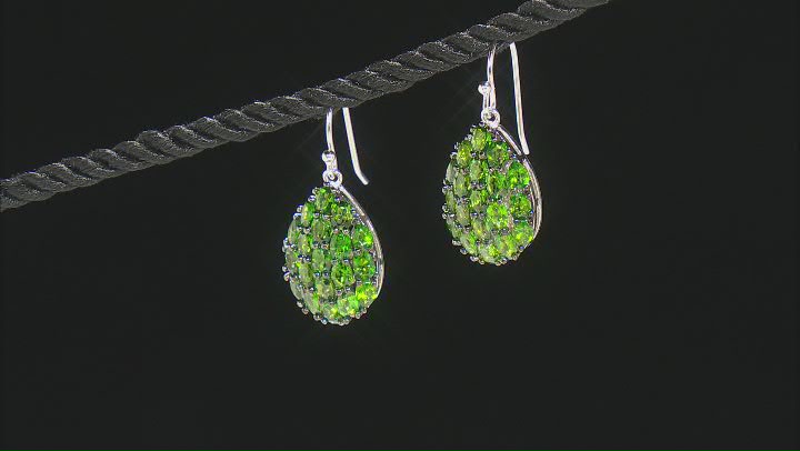 Green Chrome Diopside Rhodium Over Sterling Silver Earrings 6.26ctw. Video Thumbnail