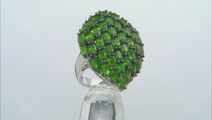 Green Chrome Diopside Rhodium Over Sterling Silver Ring 9.23ctw. Video Thumbnail