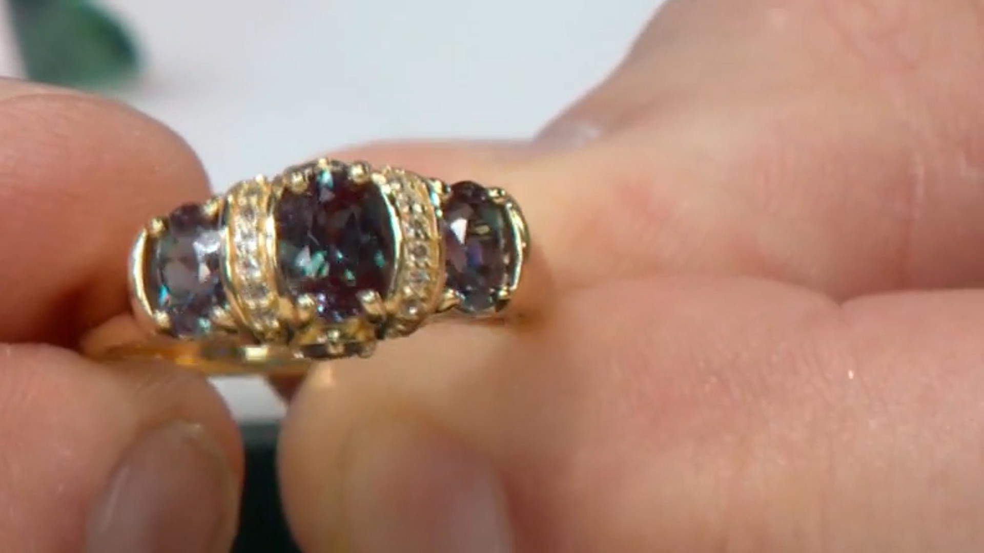 Blue Lab Created Alexandrite 18k Yellow Gold Over Sterling Silver Ring 1.47ctw Video Thumbnail
