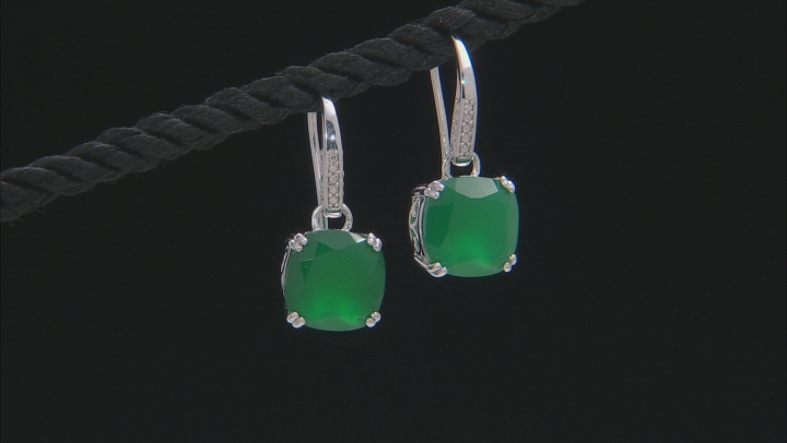 Green Onyx Rhodium Over Sterling Silver Dangle Earrings 6.50ctw. Video Thumbnail
