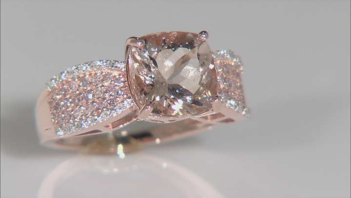 Peach Morganite, Pink And White Diamond 10k Rose Gold Ring 3.14ctw Video Thumbnail