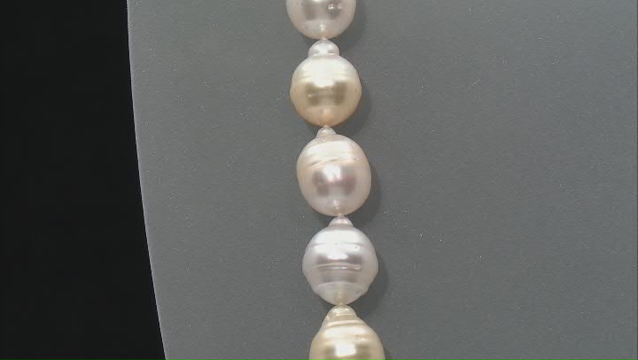 Multi-Color Cultured South Sea Pearl 18k Gold Over Sterling Silver 26" Necklace Video Thumbnail