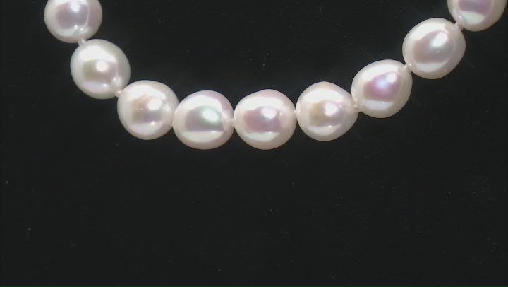 White Cultured Freshwater Pearl Rhodium Over Sterling Silver Necklace Video Thumbnail