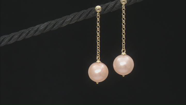Genusis™ Peach Cultured Freshwater Pearl 18k Gold Over Sterling Silver Earrings Video Thumbnail