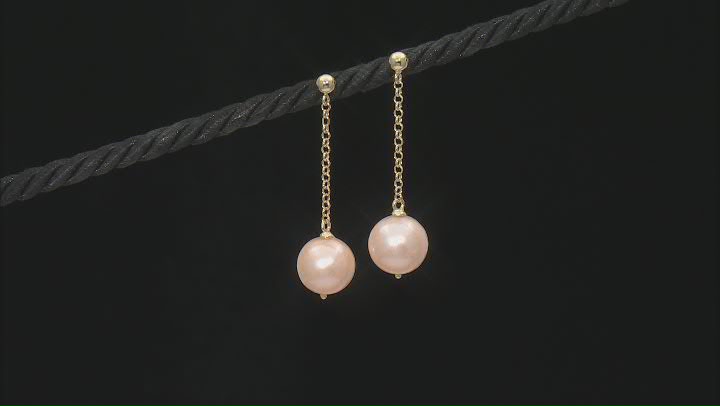 Genusis™ Peach Cultured Freshwater Pearl 18k Gold Over Sterling Silver Earrings Video Thumbnail