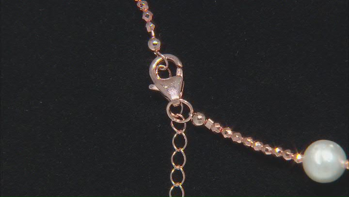 White Cultured Freshwater Pearl and Rose Hematite 18k Rose Gold Over Sterling Necklace Video Thumbnail
