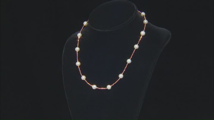 White Cultured Freshwater Pearl and Rose Hematite 18k Rose Gold Over Sterling Necklace Video Thumbnail