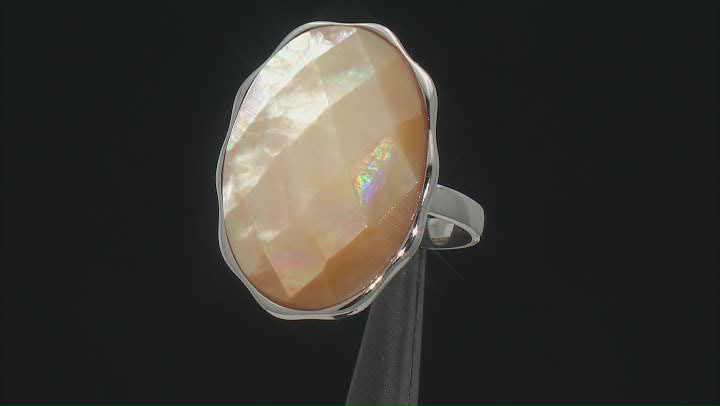 Golden South Sea Mother-of-Pearl Rhodium Over Sterling Silver Ring Video Thumbnail