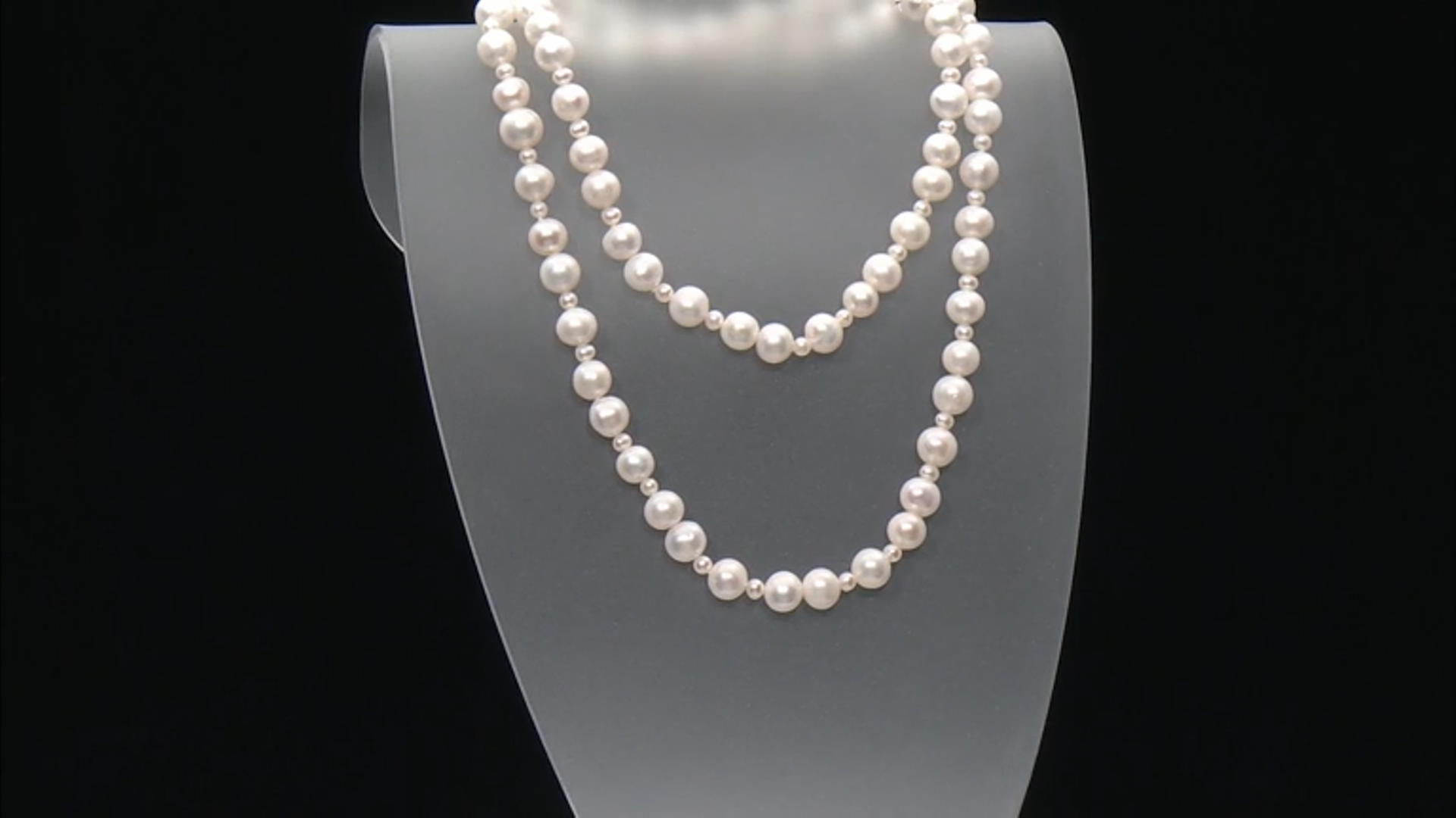 White Cultured Freshwater Pearl 36" Endless Strand Necklace Video Thumbnail