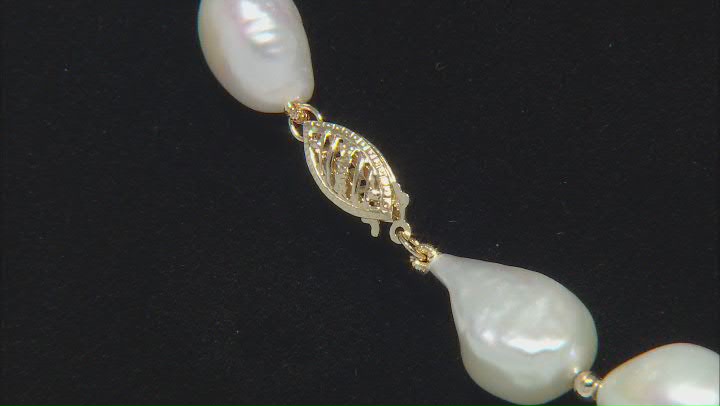 White Cultured Freshwater Pearl 18k Yellow Gold Over Sterling Silver 18" Necklace Video Thumbnail