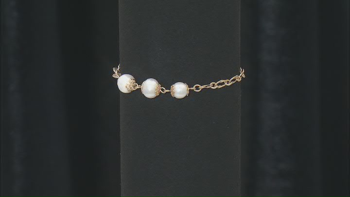 White Cultured Freshwater Pearl 14k Gold Over Sterling Silver Bracelet Video Thumbnail