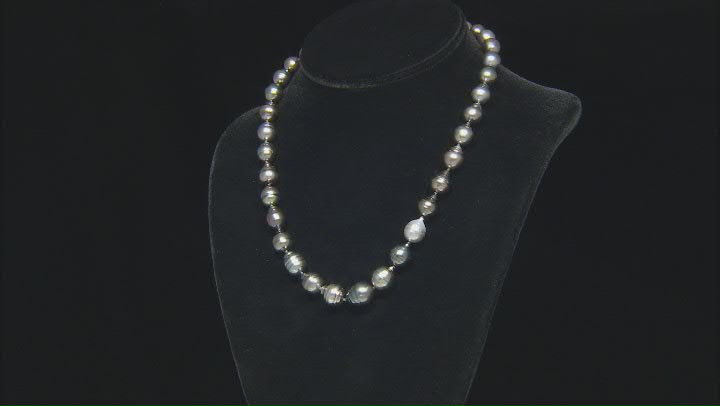Grey Cultured Tahitian Pearl Black Rhodium Over Sterling Silver 18" Necklace Video Thumbnail