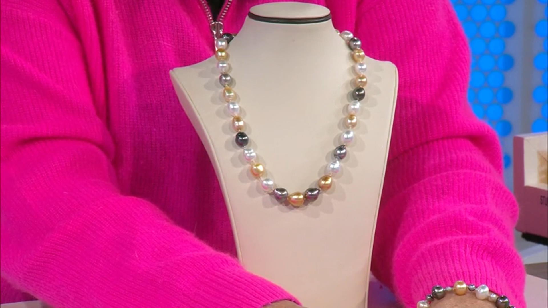 Cultured Tahitian and South Sea Pearl Rhodium Over Sterling Silver 18" Necklace Video Thumbnail