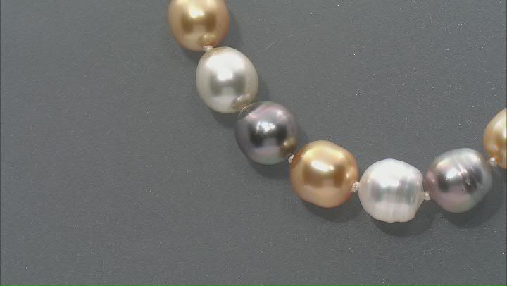 Cultured Tahitian and South Sea Pearl Rhodium Over Sterling Silver 18" Necklace Video Thumbnail