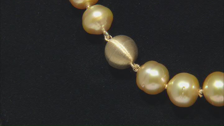 Golden Cultured South Sea Pearl 14k Gold Over Sterling Silver 18" Necklace Video Thumbnail