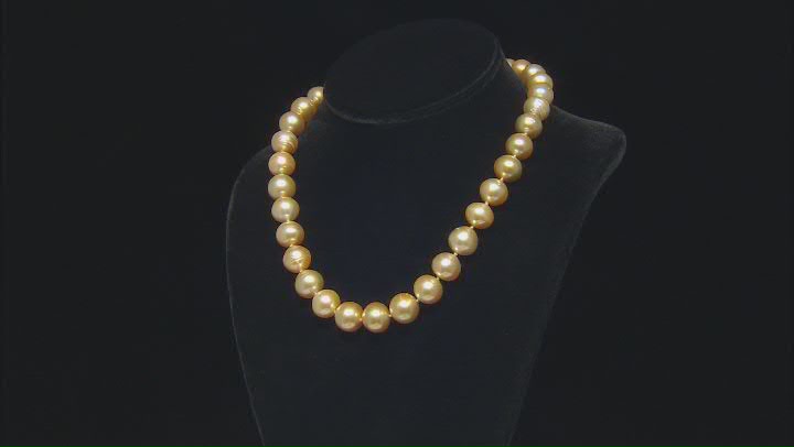 Golden Cultured South Sea Pearl 14k Gold Over Sterling Silver 18" Necklace Video Thumbnail