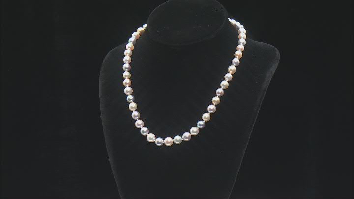 Multi-Color Cultured Japanese Akoya Pearl 14k Yellow Gold 18" Necklace Video Thumbnail