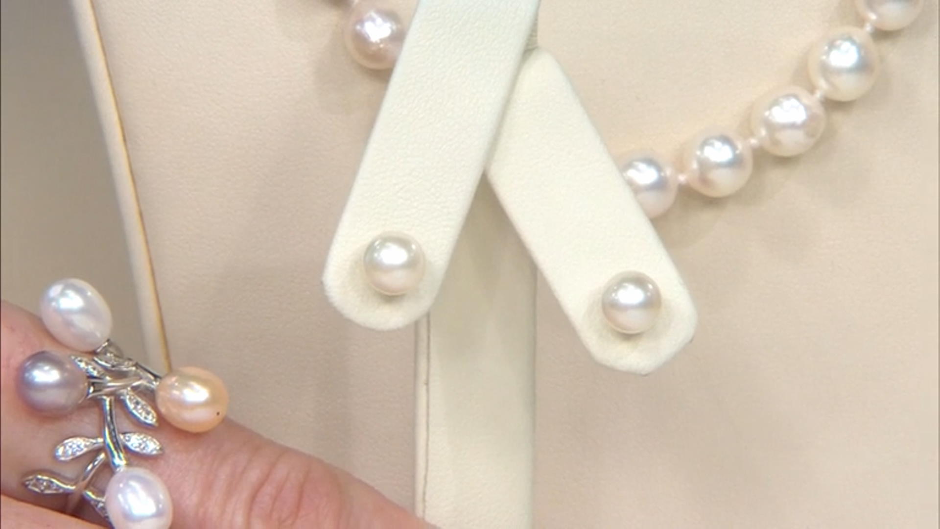 White Cultured Japanese Akoya Pearl 14k Yellow Gold Stud Earrings Video Thumbnail