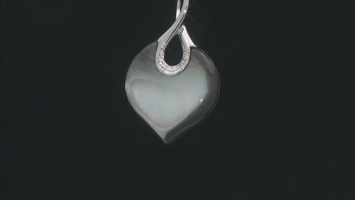 Tahitian Mother-of-Pearl with Cubic Zirconia Accents Rhodium Over Sterling Silver Pendant & Chain Video Thumbnail