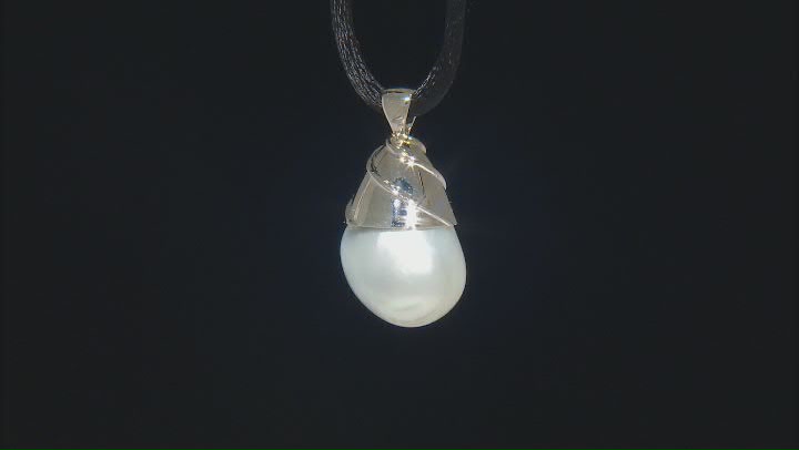 Light Blue Cultured South Sea Pearl Rhodium Over 14k White Gold Pendant Video Thumbnail