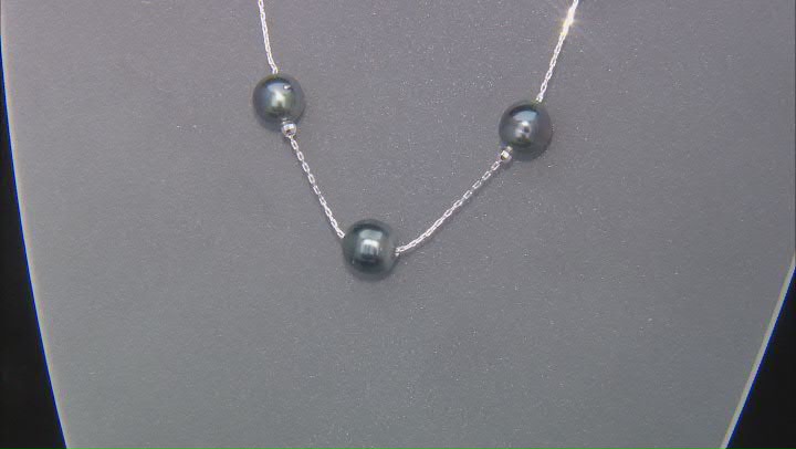 Cultured Tahitian Pearl Rhodium over Sterling Silver Necklace Video Thumbnail