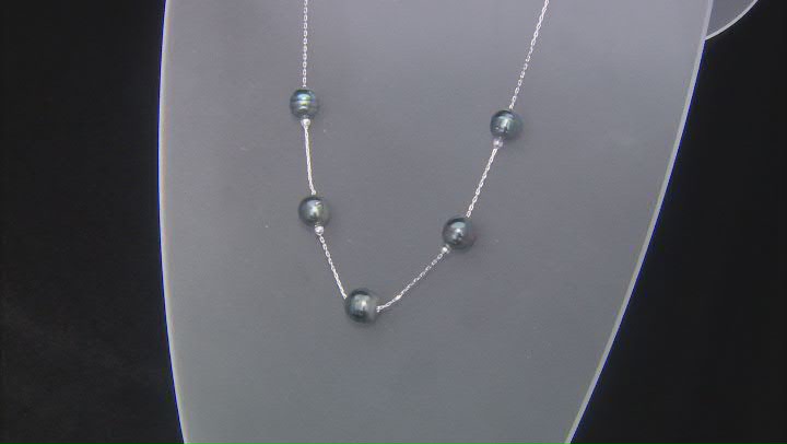 Cultured Tahitian Pearl Rhodium over Sterling Silver Necklace Video Thumbnail