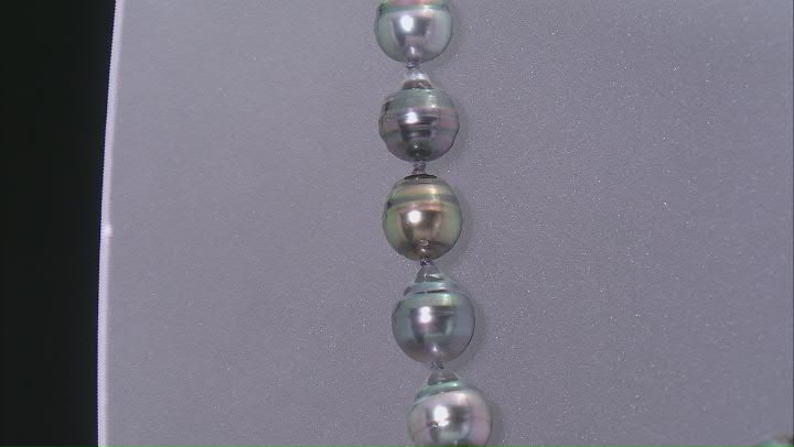 Cultured Tahitian Pearl Rhodium Over Sterling Silver Necklace Video Thumbnail