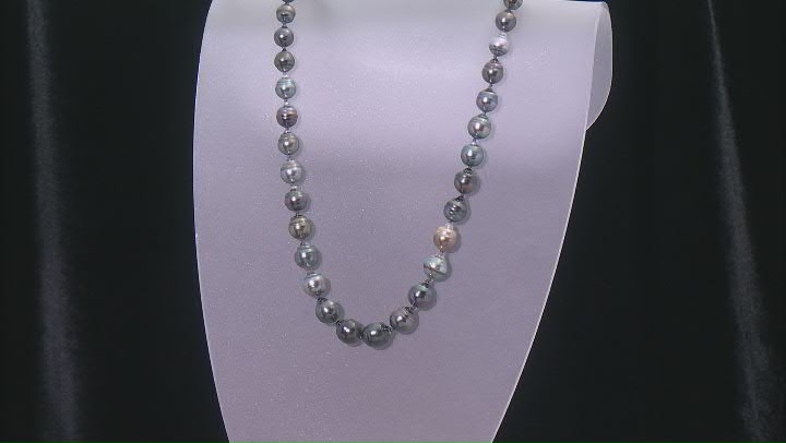 Cultured Tahitian Pearl Rhodium Over Sterling Silver Necklace Video Thumbnail