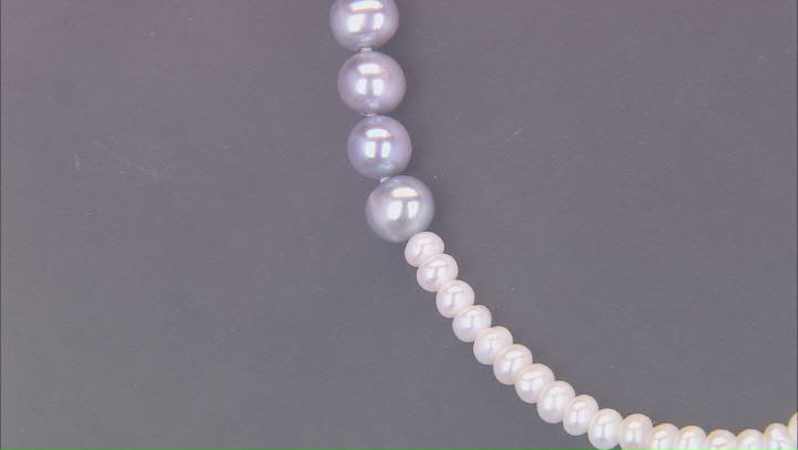 Platinum And White Cultured Freshwater Pearl Rhodium Over Sterling Silver Necklace Video Thumbnail