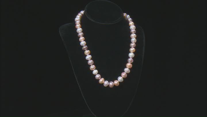 11-12mm Multi-Color Cultured Freshwater Pearl Rhodium Over Sterling Silver 20 inch Necklace Video Thumbnail