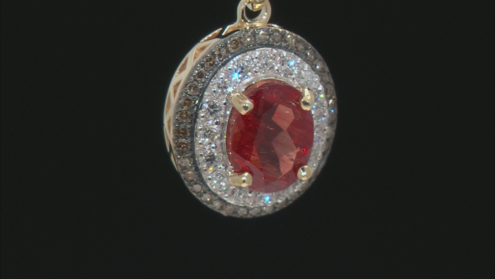Red Labradorite 10k Gold Pendant With Chain 1.26ctw Video Thumbnail