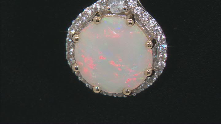 Multicolor Ethiopian Opal 10k Yellow Gold Pendant With Chain 2.13ctw Video Thumbnail