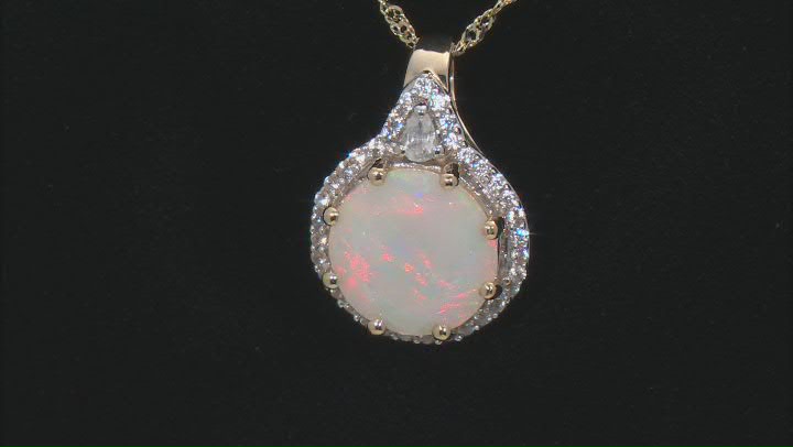 Multicolor Ethiopian Opal 10k Yellow Gold Pendant With Chain 2.13ctw Video Thumbnail