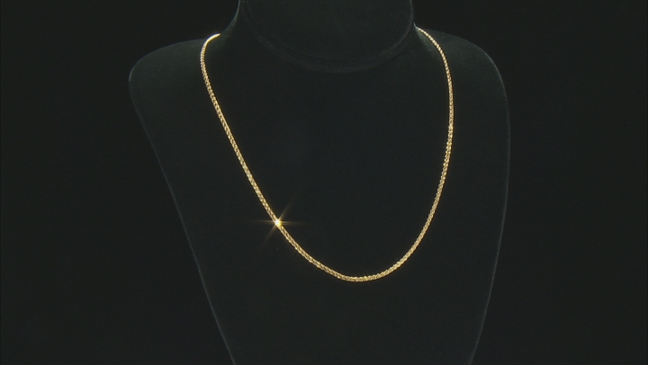 10K Yellow Gold 2.2MM Diamond-Cut Flat Wheat Chain 24 Inch Necklace