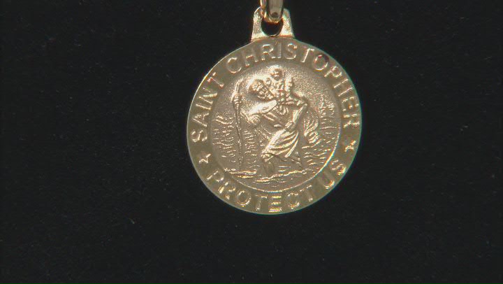 10K Yellow Gold Saint Christopher Medal Pendant Video Thumbnail