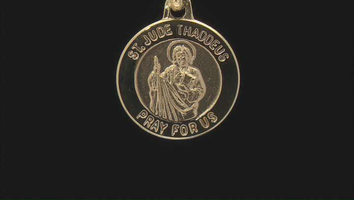 10K Yellow Gold Saint Thaddeus Medal Pendant Video Thumbnail