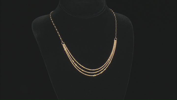 10K Yellow Gold Diamond-Cut Multi-Row Rope Necklace Video Thumbnail