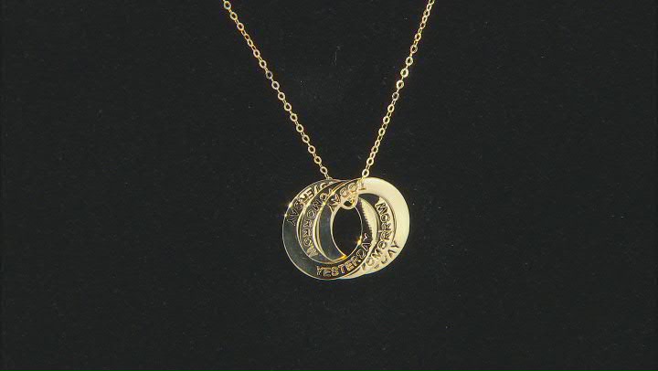10K Yellow Gold Diamond-Cut "Yesterday, Today, and Tomorrow" Intertwined Circle Necklace Video Thumbnail