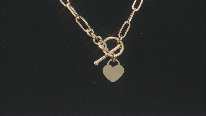 14K Yellow Gold 3.6MM Paperclip Chain With Heart Toggle Video Thumbnail