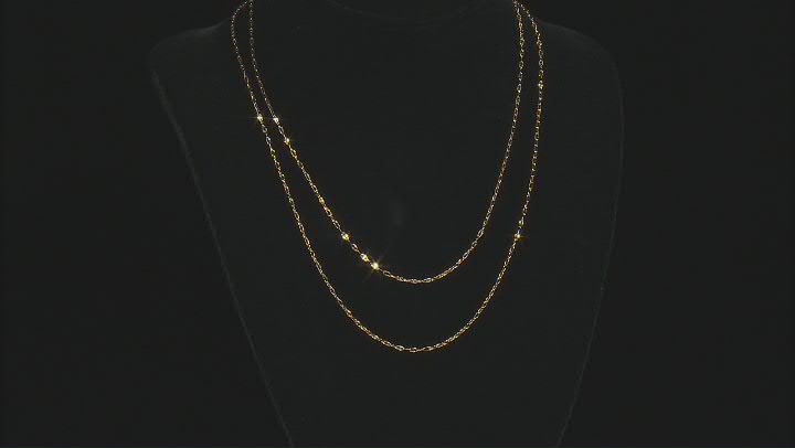 10K Yellow Gold Set of 2 1.6MM Puffed Mariner Chains Video Thumbnail