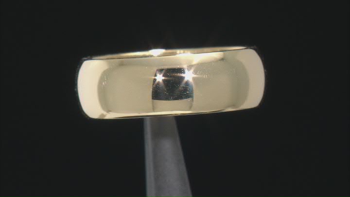 10K Yellow Gold 6.6MM High Polished Domed Mirror Band Ring Video Thumbnail