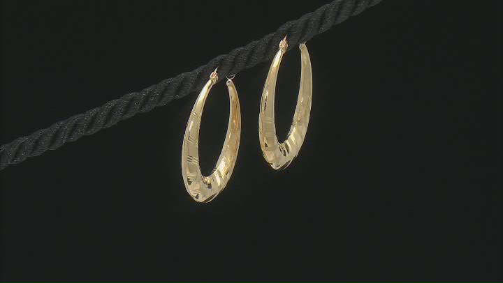 10K Yellow Gold 4.5MM-1.5MMx30MM Graduated Textured Tube Hoop Earrings Video Thumbnail