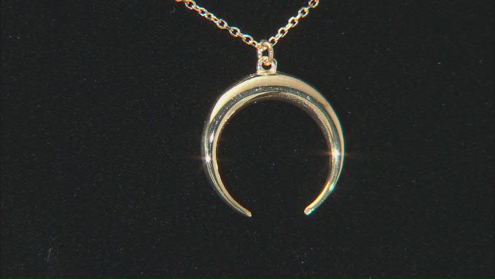 14K Yellow Gold Diamond-Cut Crescent Horn Necklace Video Thumbnail