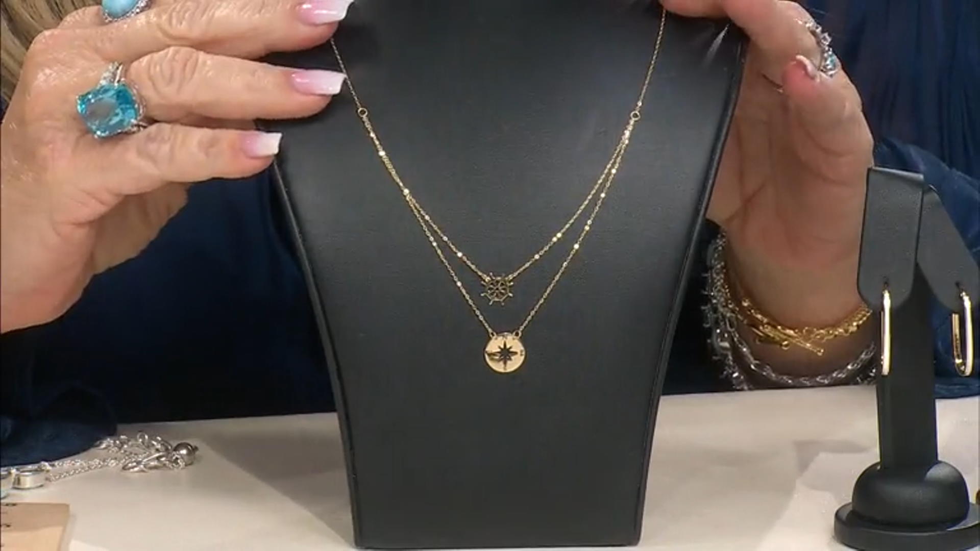 10K Yellow Gold Multi-Row Compass Necklace Video Thumbnail