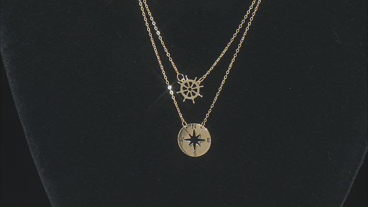10K Yellow Gold Multi-Row Compass Necklace Video Thumbnail