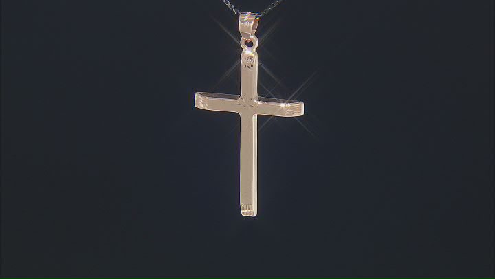 14K Rose Gold Polished and Diamond Cut Cross with Star in Center Pendant Video Thumbnail