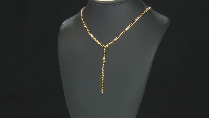 10K Yellow Gold Hollow Curb Y-Necklace Video Thumbnail